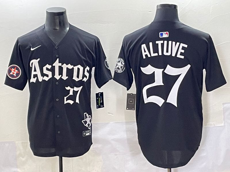 Men 2025 Houston Astros #27 Altuve Black Five generations Joint Name Nike MLB Jersey style 14->houston astros->MLB Jersey